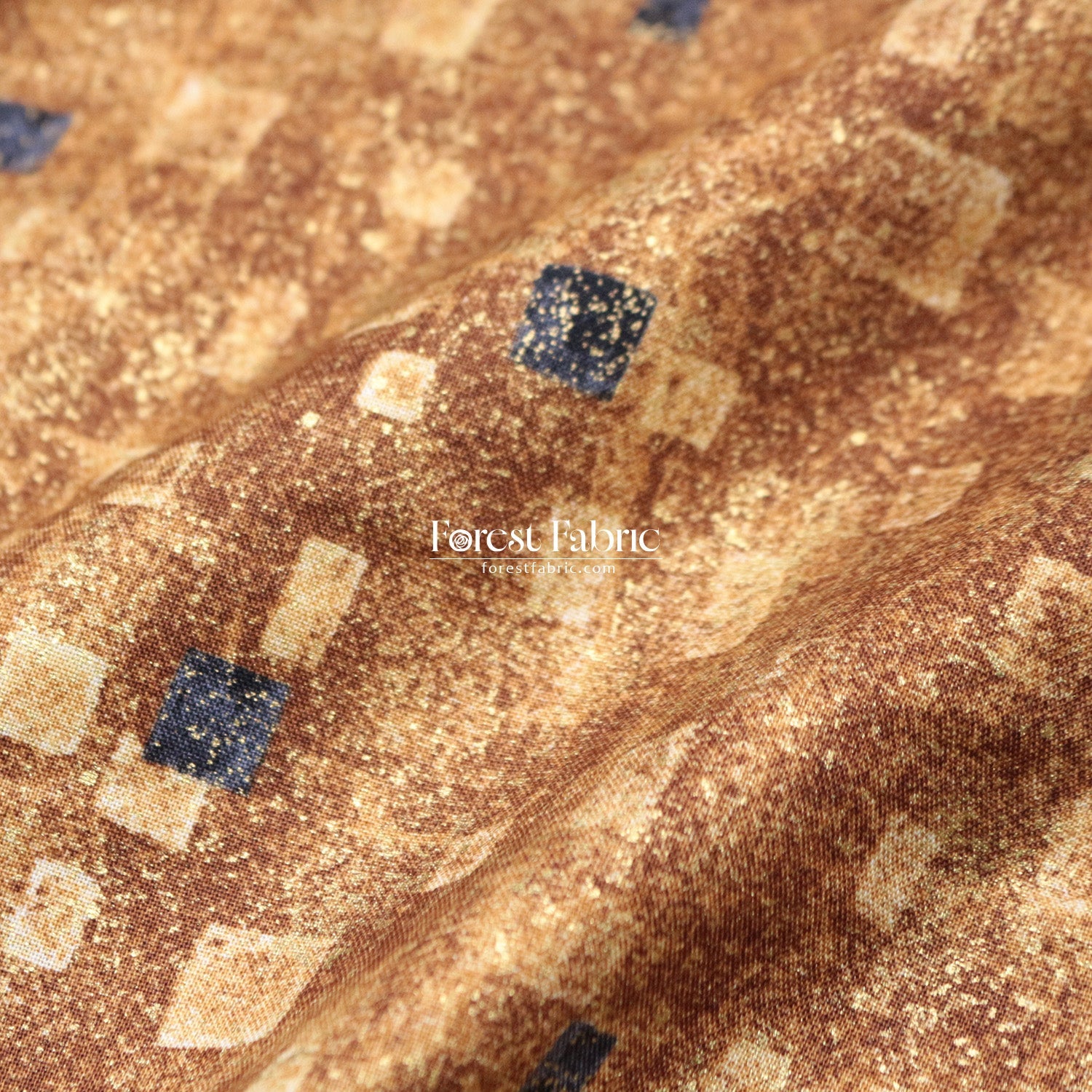 cotton - Gustav Klimt Squares Metallic fabric Black - FO:REST Fabric 布恩堂Liberty fabrictana lawnjapanese fabricykk zipper