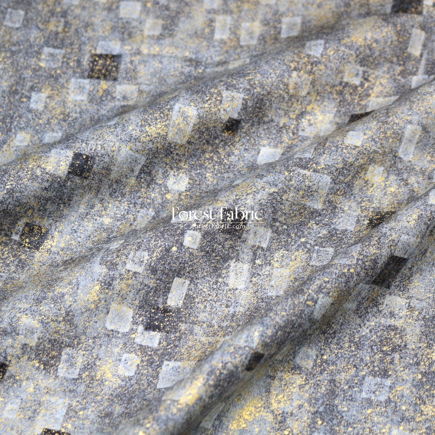 cotton - Gustav Klimt Squares Metallic fabric Black - FO:REST Fabric 布恩堂Liberty fabrictana lawnjapanese fabricykk zipper