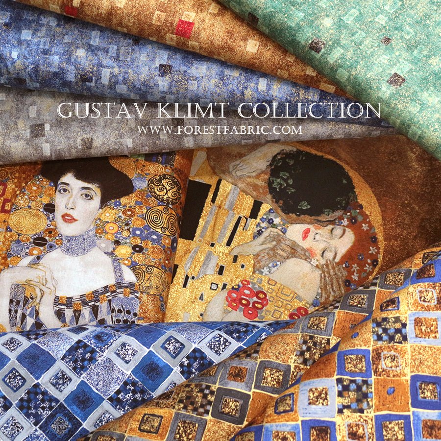 cotton - Gustav Klimt Squares Metallic fabric Black - FO:REST Fabric 布恩堂Liberty fabrictana lawnjapanese fabricykk zipper