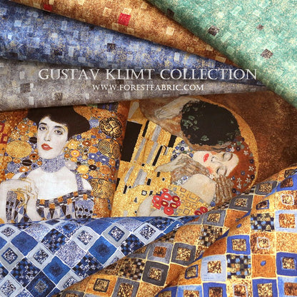 cotton - Gustav Klimt Squares Metallic fabric Black - FO:REST Fabric 布恩堂Liberty fabrictana lawnjapanese fabricykk zipper