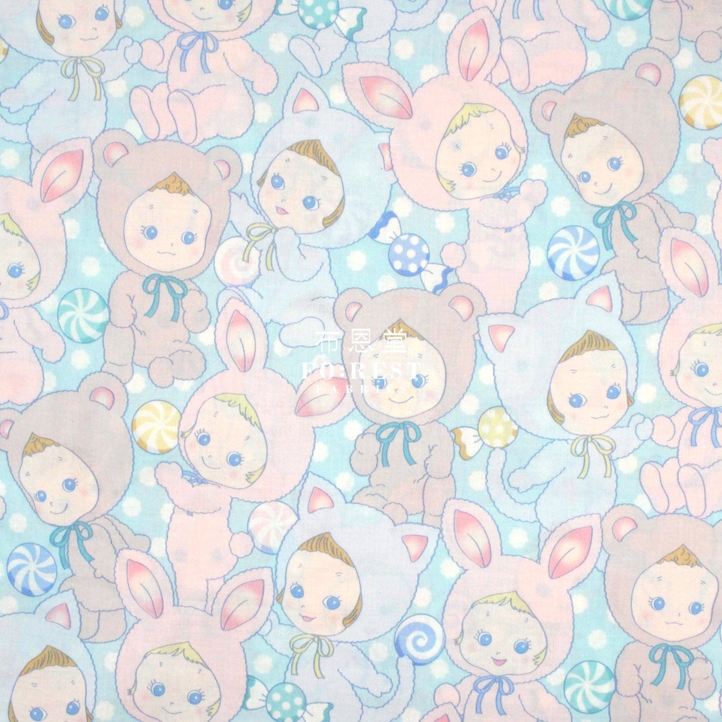 cotton - Happy PuniCandy fabric Blue - FO:REST Fabric 布恩堂Liberty fabrictana lawnjapanese fabricykk zipper