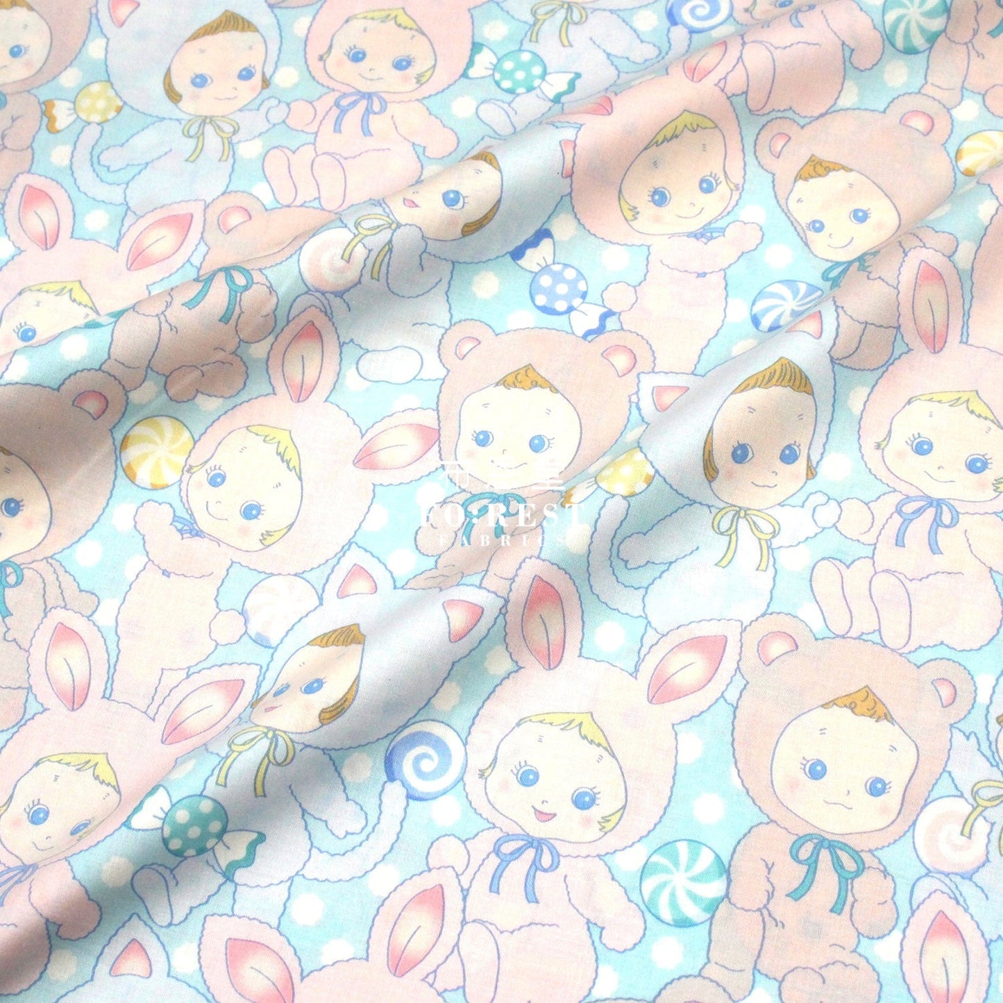 cotton - Happy PuniCandy fabric Blue - FO:REST Fabric 布恩堂Liberty fabrictana lawnjapanese fabricykk zipper