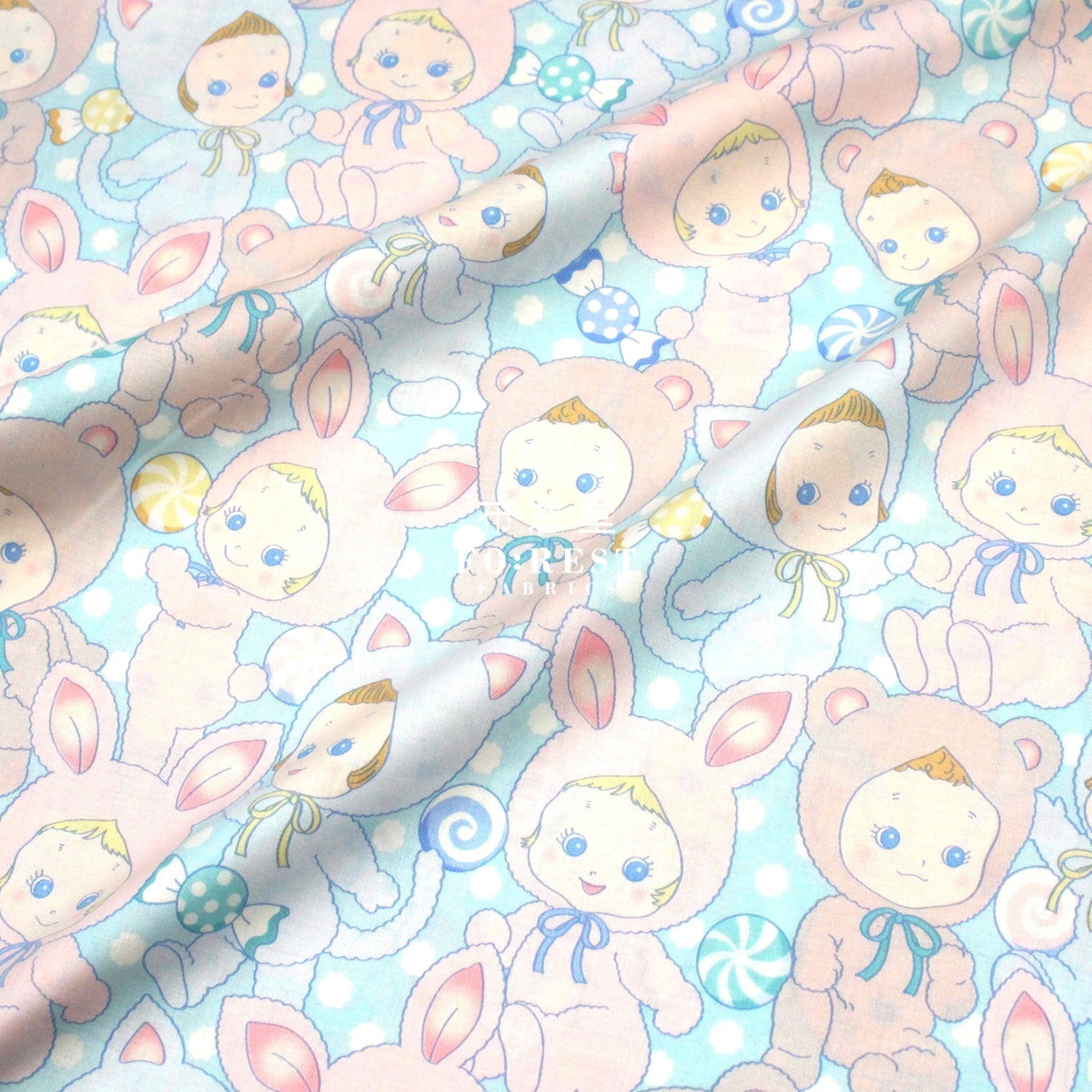 cotton - Happy PuniCandy fabric Blue - FO:REST Fabric 布恩堂Liberty fabrictana lawnjapanese fabricykk zipper