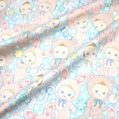 cotton - Happy PuniCandy fabric Blue - FO:REST Fabric 布恩堂Liberty fabrictana lawnjapanese fabricykk zipper