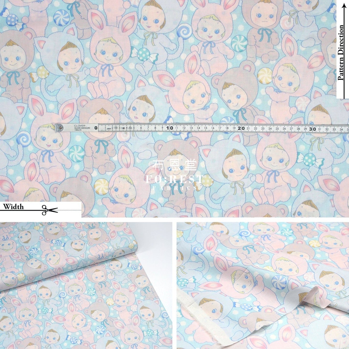 cotton - Happy PuniCandy fabric Blue - FO:REST Fabric 布恩堂Liberty fabrictana lawnjapanese fabricykk zipper