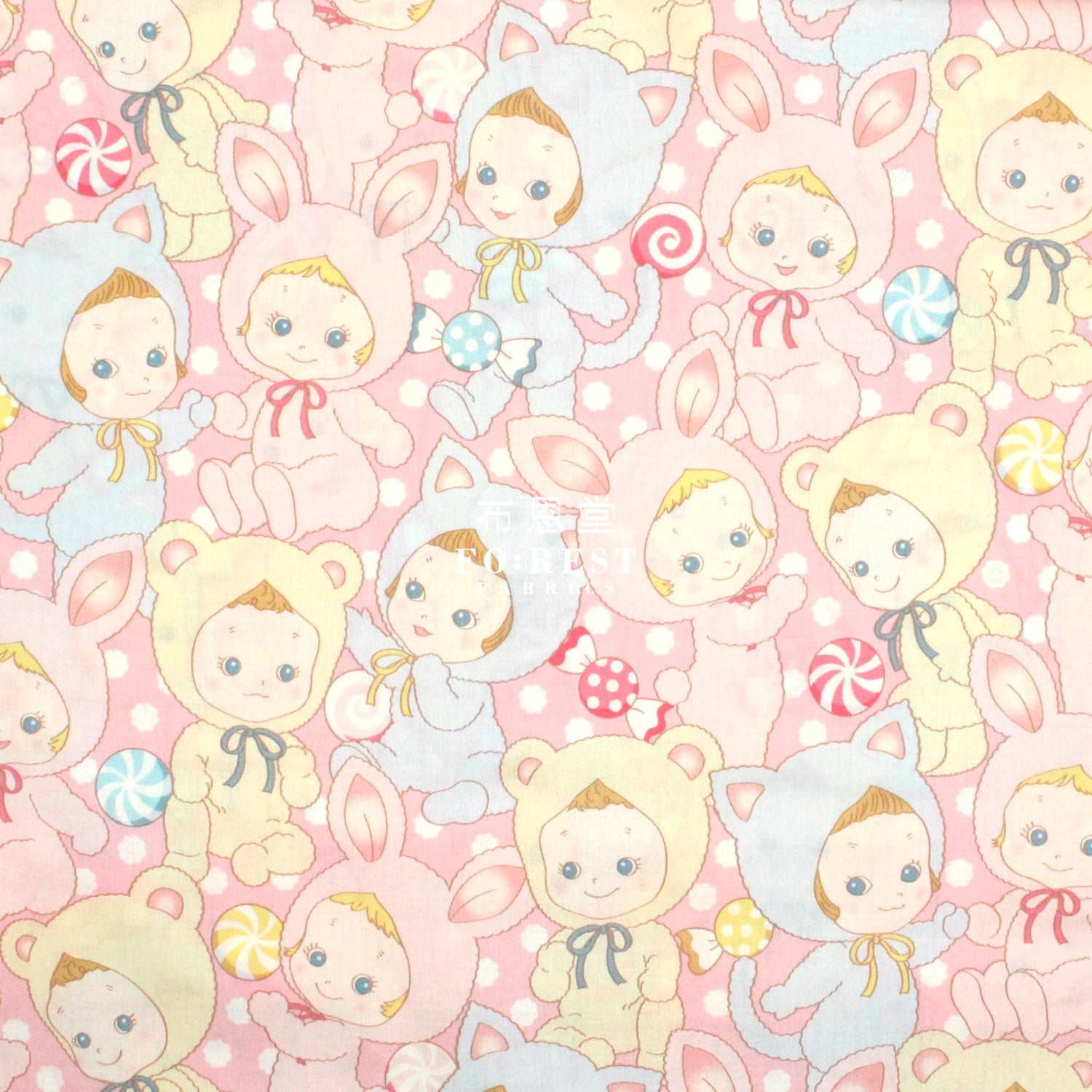 cotton - Happy PuniCandy fabric Pink - FO:REST Fabric 布恩堂Liberty fabrictana lawnjapanese fabricykk zipper