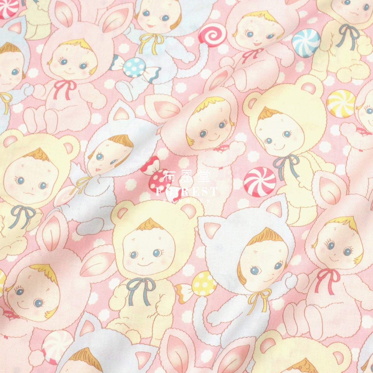 cotton - Happy PuniCandy fabric Pink - FO:REST Fabric 布恩堂Liberty fabrictana lawnjapanese fabricykk zipper