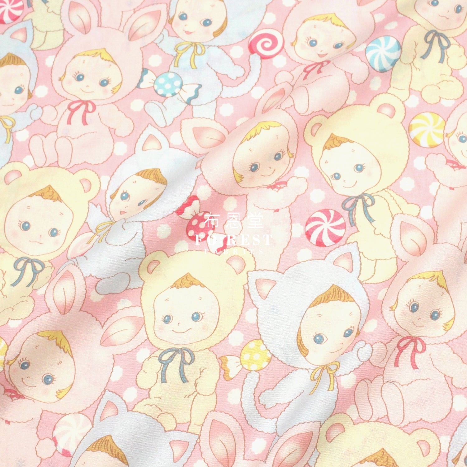 cotton - Happy PuniCandy fabric Pink - FO:REST Fabric 布恩堂Liberty fabrictana lawnjapanese fabricykk zipper