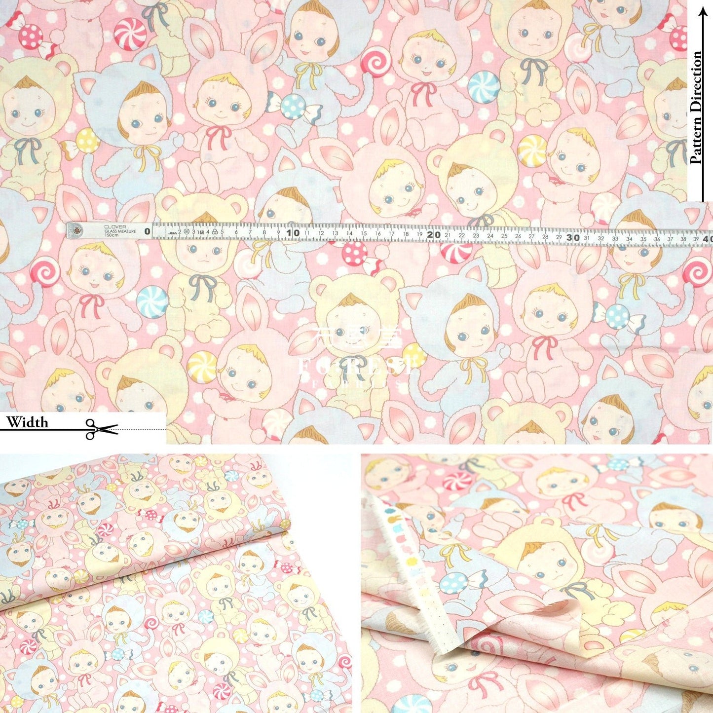 cotton - Happy PuniCandy fabric Pink - FO:REST Fabric 布恩堂Liberty fabrictana lawnjapanese fabricykk zipper