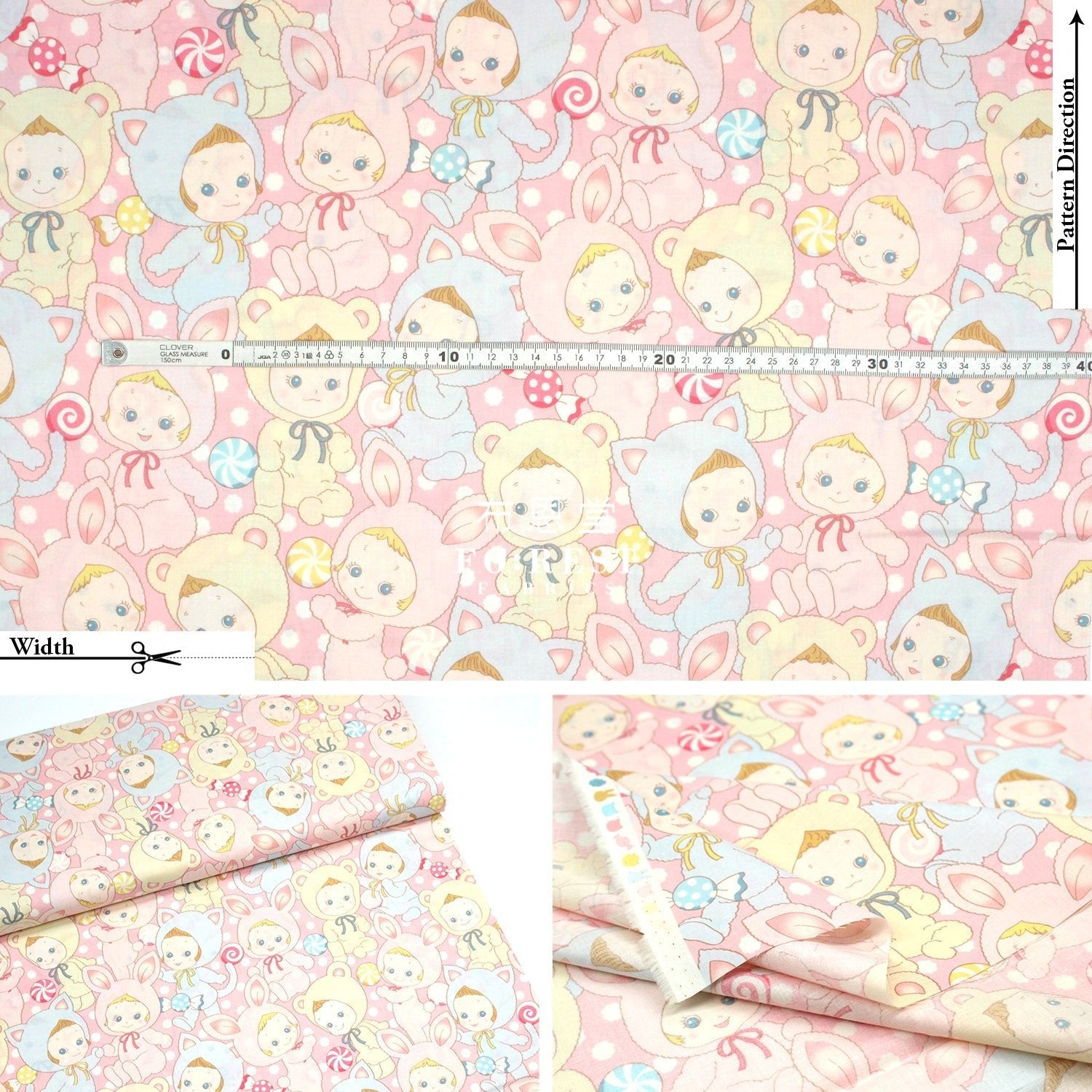 cotton - Happy PuniCandy fabric Pink - FO:REST Fabric 布恩堂Liberty fabrictana lawnjapanese fabricykk zipper