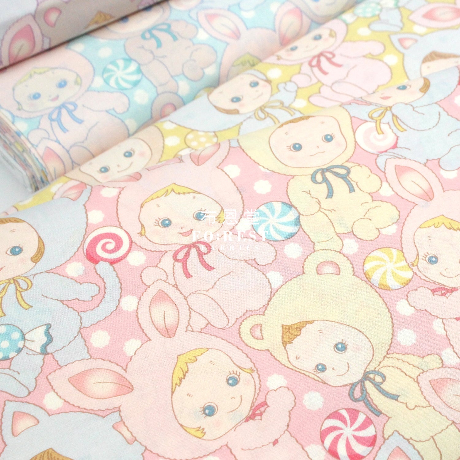 cotton - Happy PuniCandy fabric Pink - FO:REST Fabric 布恩堂Liberty fabrictana lawnjapanese fabricykk zipper