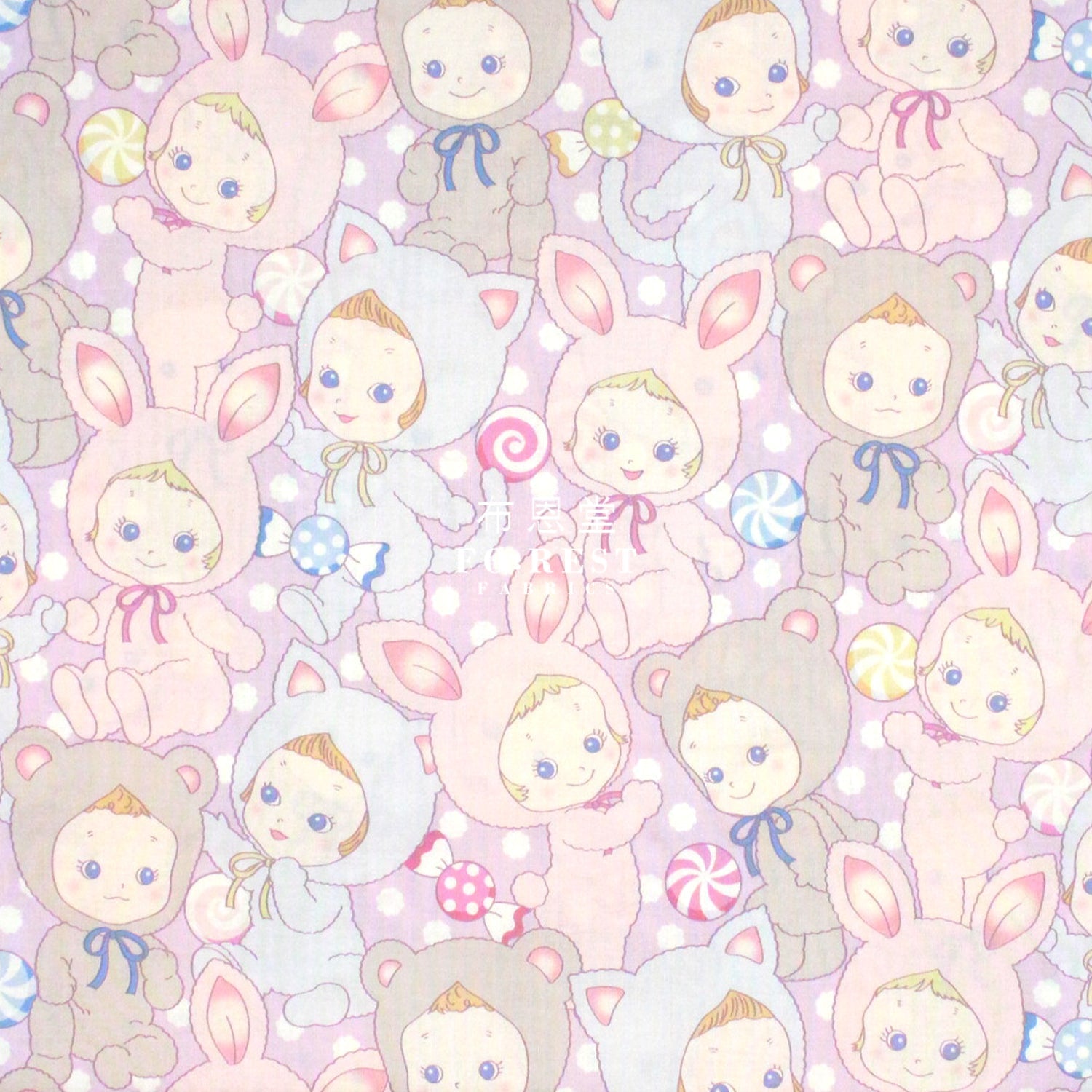 cotton - Happy PuniCandy fabric Purple - FO:REST Fabric 布恩堂Liberty fabrictana lawnjapanese fabricykk zipper