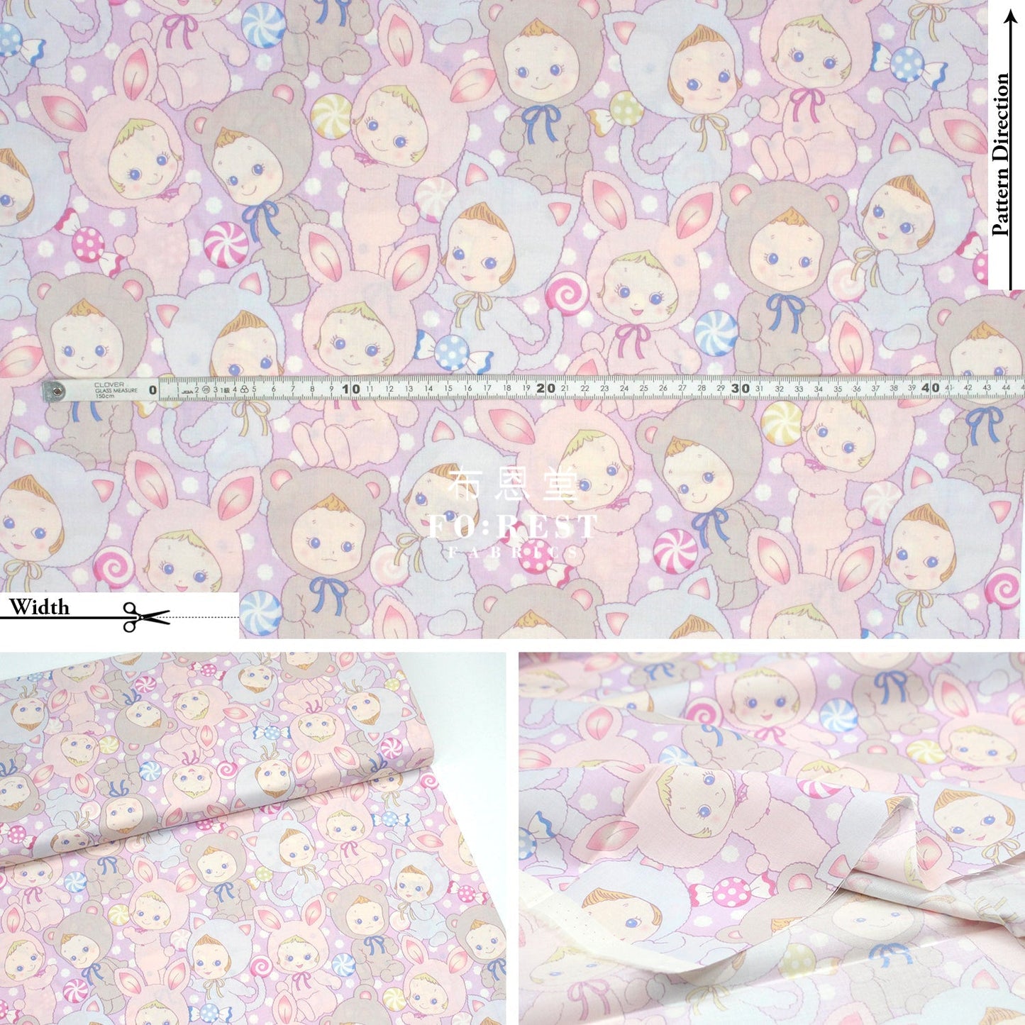 cotton - Happy PuniCandy fabric Purple - FO:REST Fabric 布恩堂Liberty fabrictana lawnjapanese fabricykk zipper