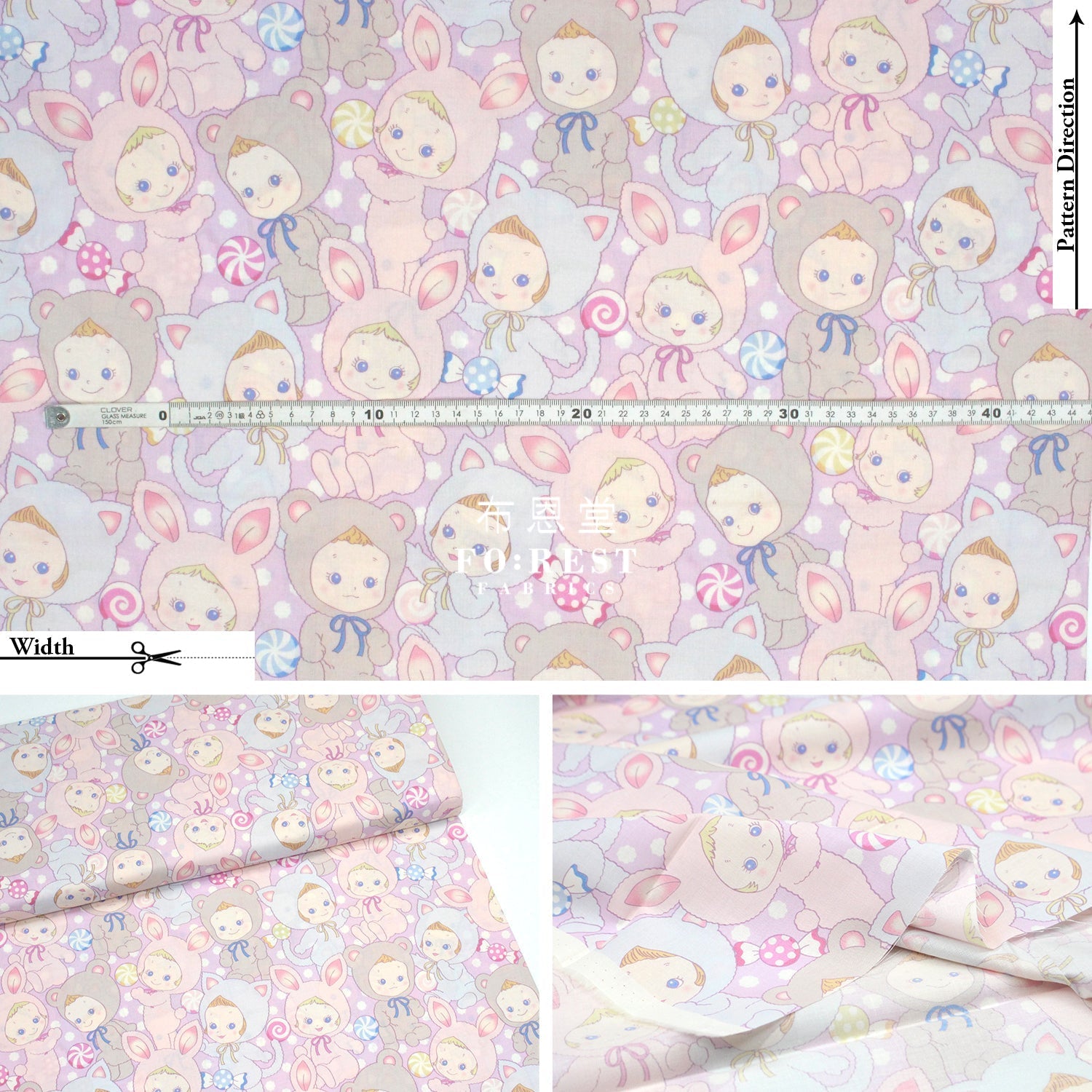 cotton - Happy PuniCandy fabric Purple - FO:REST Fabric 布恩堂Liberty fabrictana lawnjapanese fabricykk zipper