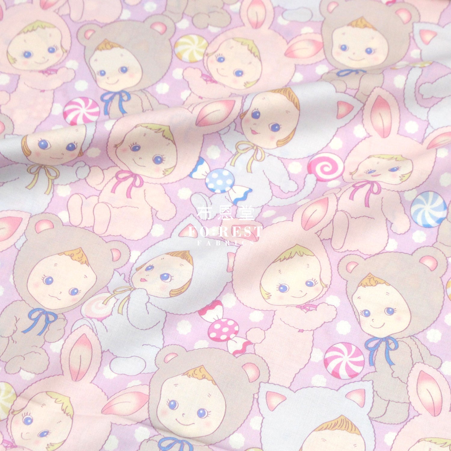 cotton - Happy PuniCandy fabric Purple - FO:REST Fabric 布恩堂Liberty fabrictana lawnjapanese fabricykk zipper