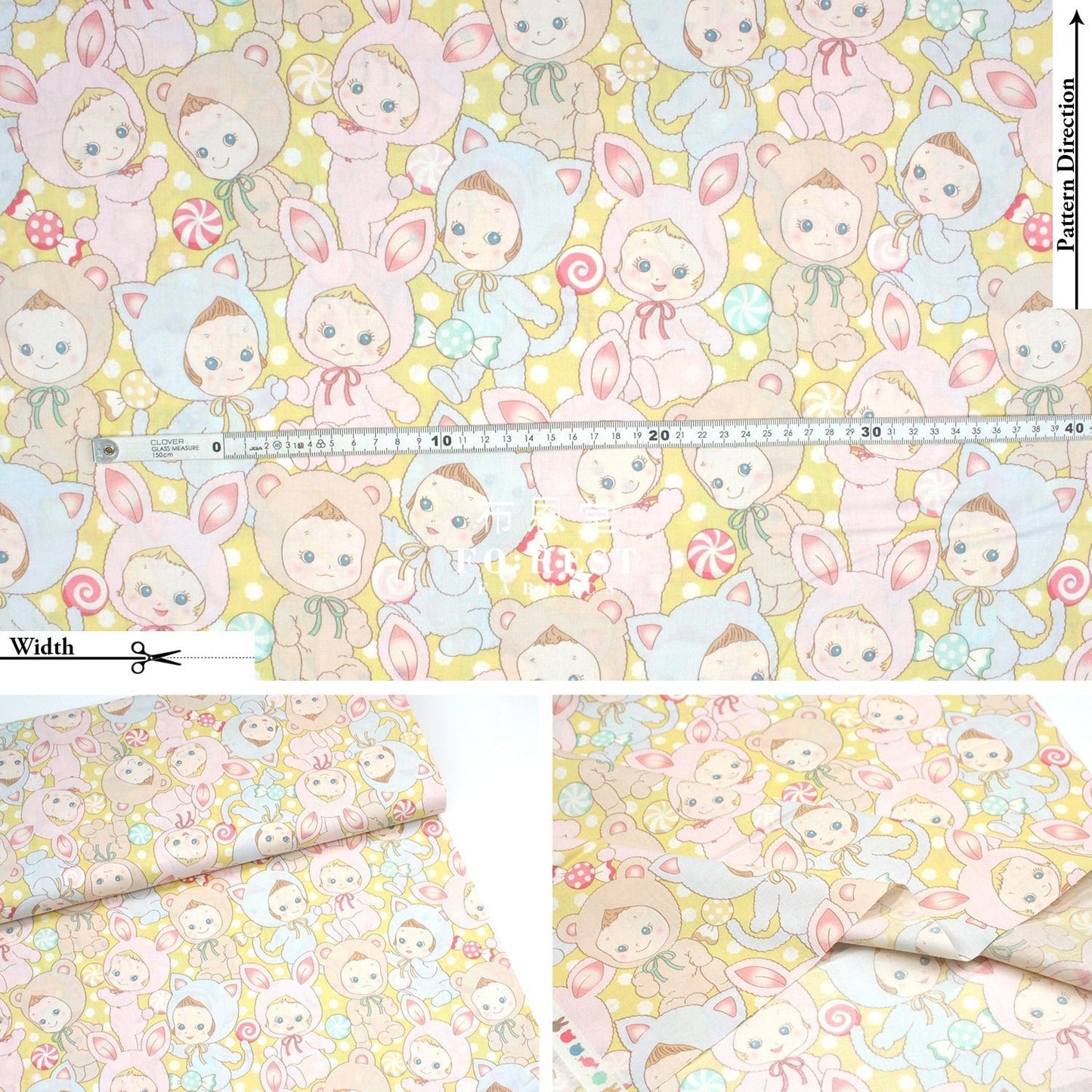 cotton - Happy PuniCandy fabric Yellow - FO:REST Fabric 布恩堂Liberty fabrictana lawnjapanese fabricykk zipper
