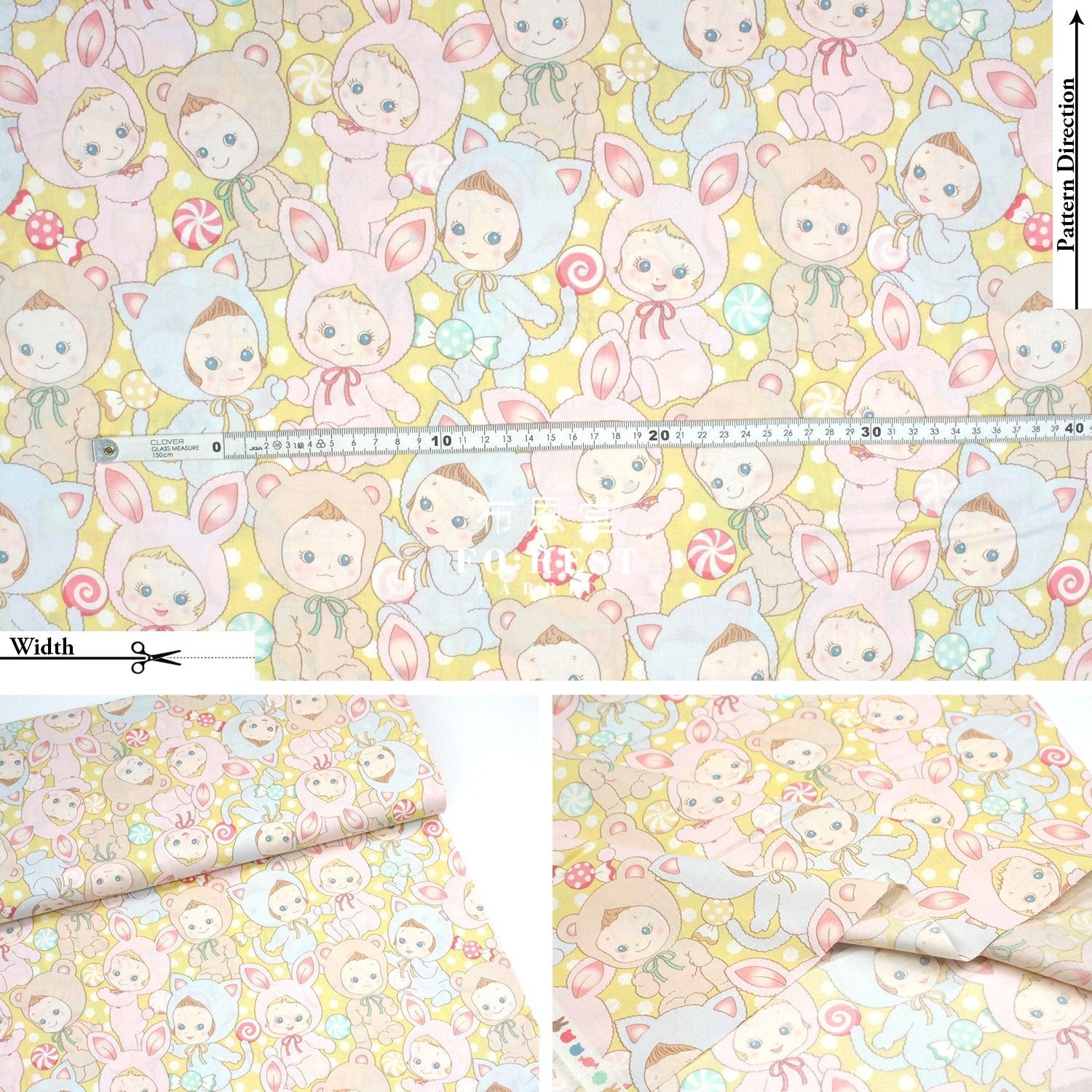 cotton - Happy PuniCandy fabric Yellow - FO:REST Fabric 布恩堂Liberty fabrictana lawnjapanese fabricykk zipper