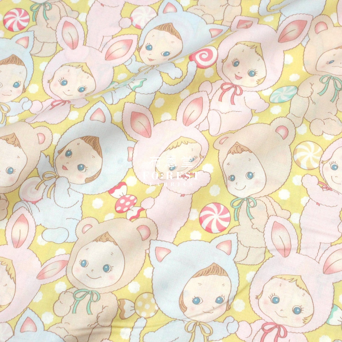 cotton - Happy PuniCandy fabric Yellow - FO:REST Fabric 布恩堂Liberty fabrictana lawnjapanese fabricykk zipper