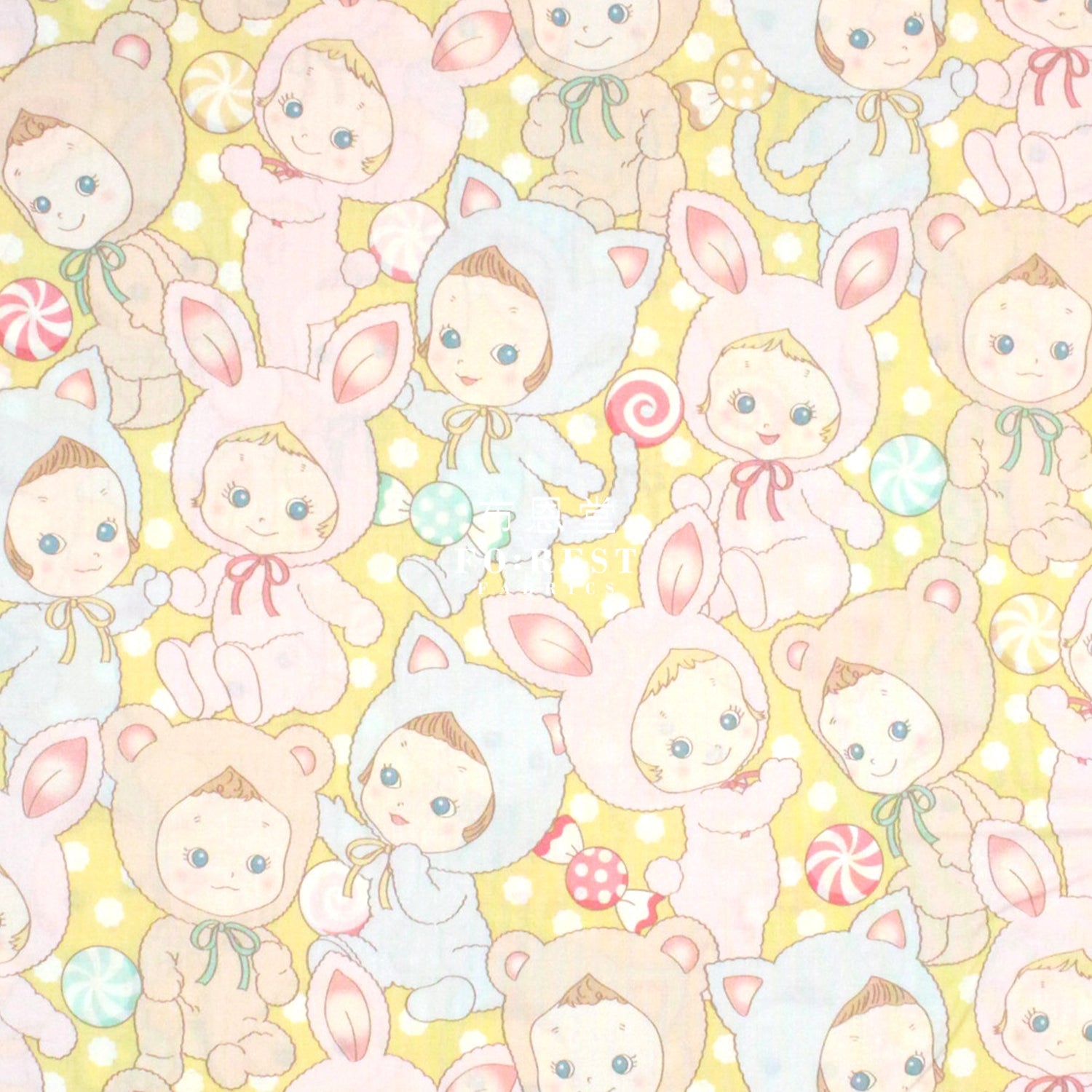 cotton - Happy PuniCandy fabric Yellow - FO:REST Fabric 布恩堂Liberty fabrictana lawnjapanese fabricykk zipper