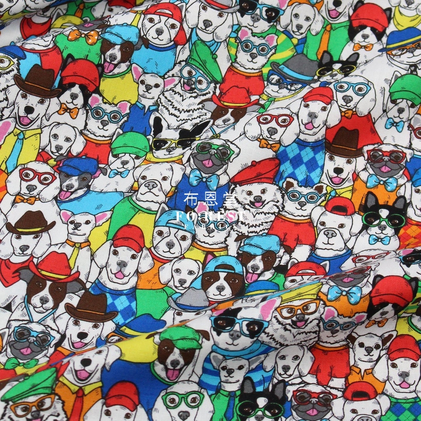 cotton - Hat Dogs fabric colurful - FO:REST Fabric 布恩堂Liberty fabrictana lawnjapanese fabricykk zipper