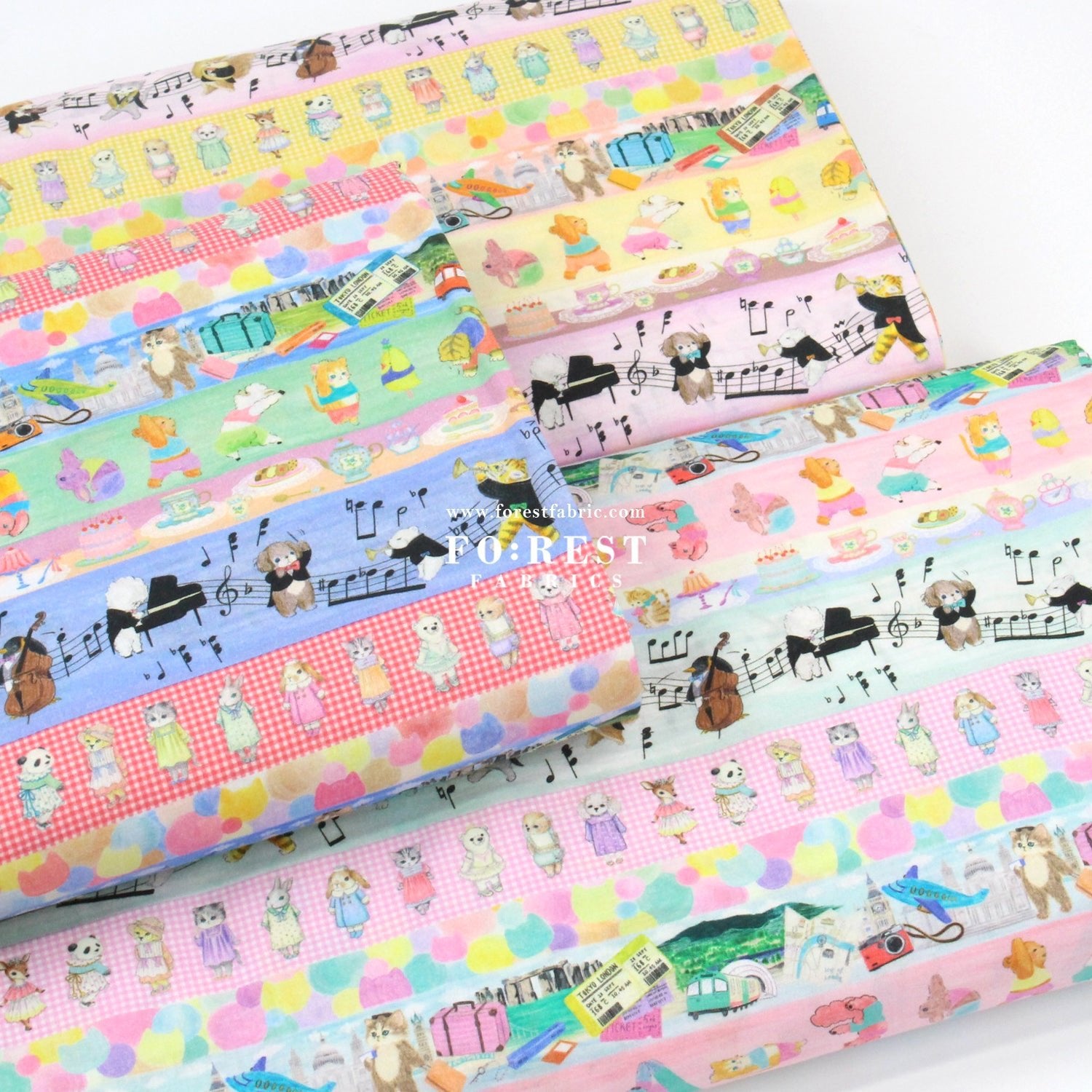 cotton - Hobby Border fabric Yellow - FO:REST Fabric 布恩堂Liberty fabrictana lawnjapanese fabricykk zipper