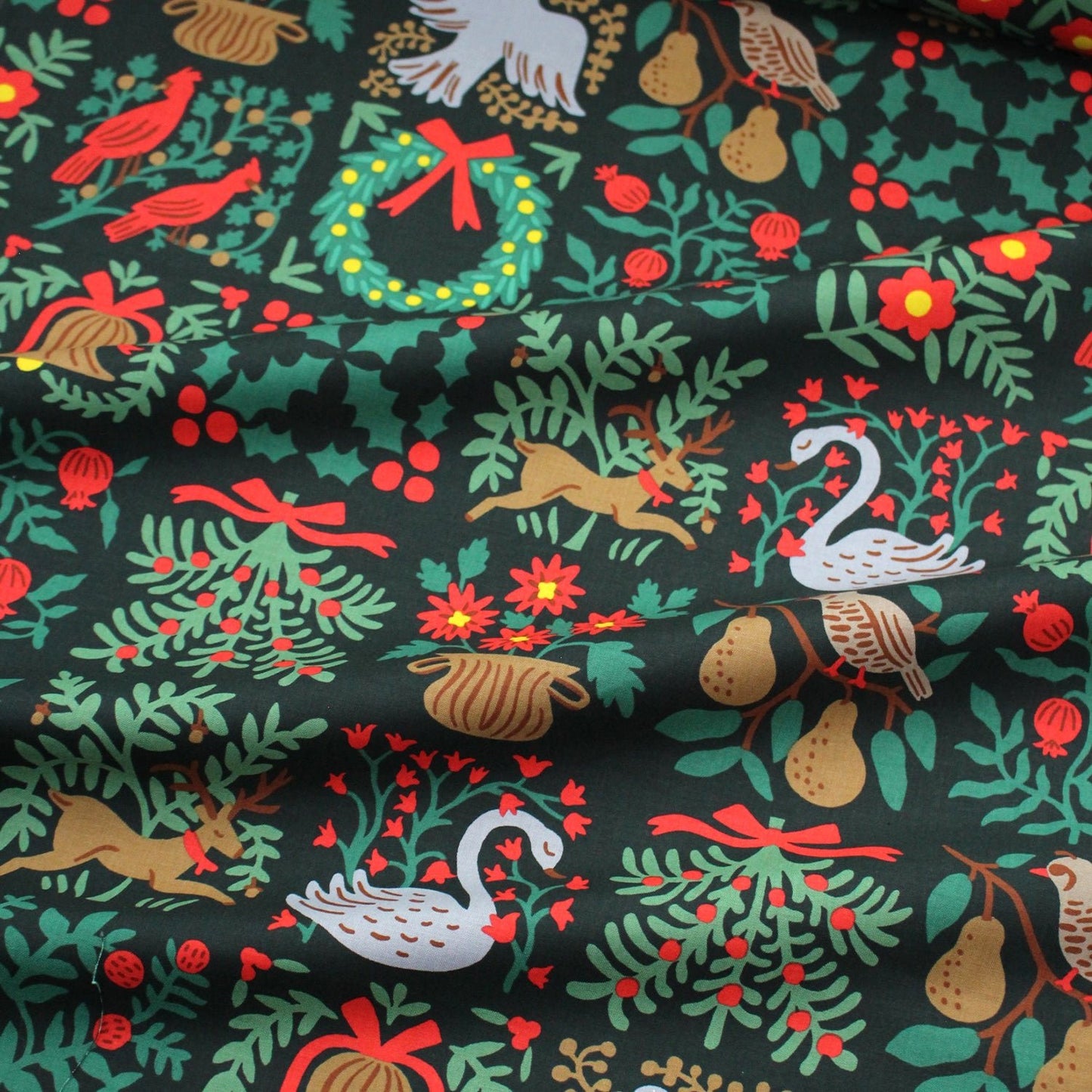 cotton - Holiday Tapestry Green Large fabric - FO:REST Fabric 布恩堂Liberty fabrictana lawnjapanese fabricykk zipper