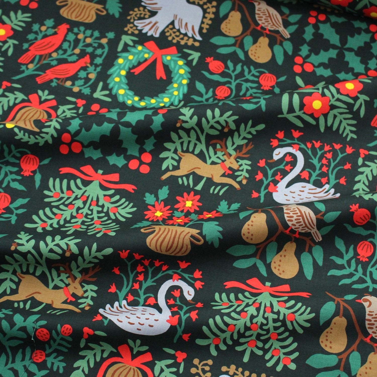 cotton - Holiday Tapestry Green Large fabric - FO:REST Fabric 布恩堂Liberty fabrictana lawnjapanese fabricykk zipper