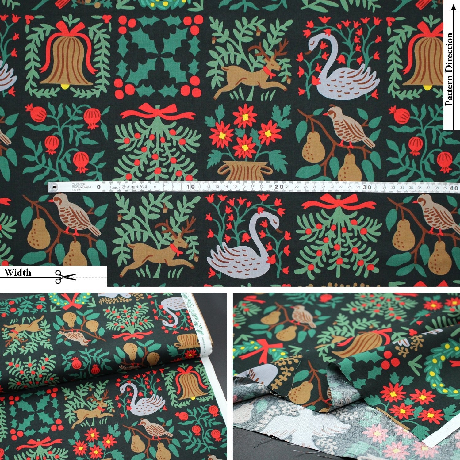 cotton - Holiday Tapestry Green Large fabric - FO:REST Fabric 布恩堂Liberty fabrictana lawnjapanese fabricykk zipper