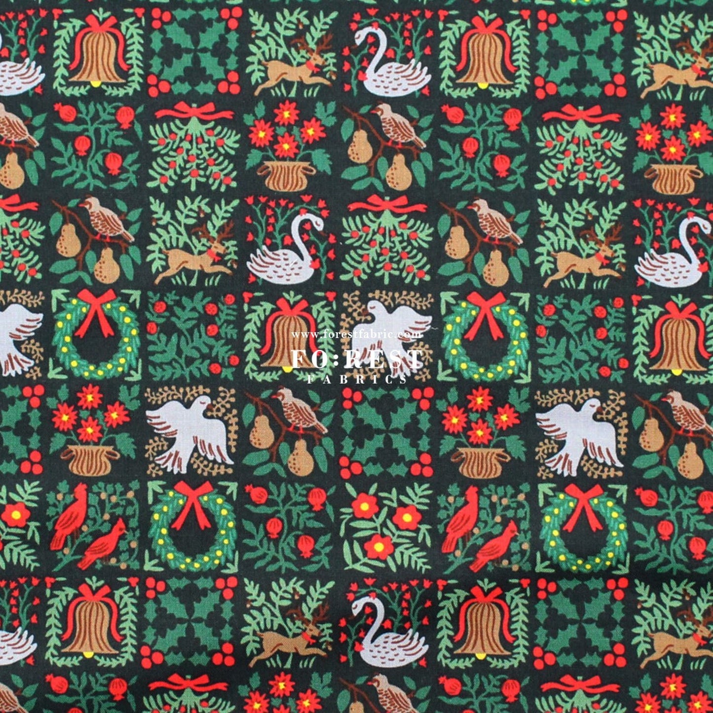 cotton - Holiday Tapestry Green Small fabric - FO:REST Fabric 布恩堂Liberty fabrictana lawnjapanese fabricykk zipper