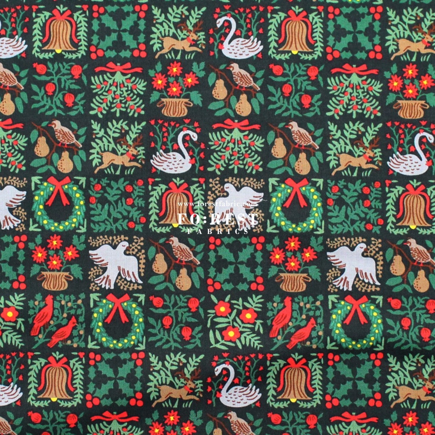 cotton - Holiday Tapestry Green Small fabric - FO:REST Fabric 布恩堂Liberty fabrictana lawnjapanese fabricykk zipper