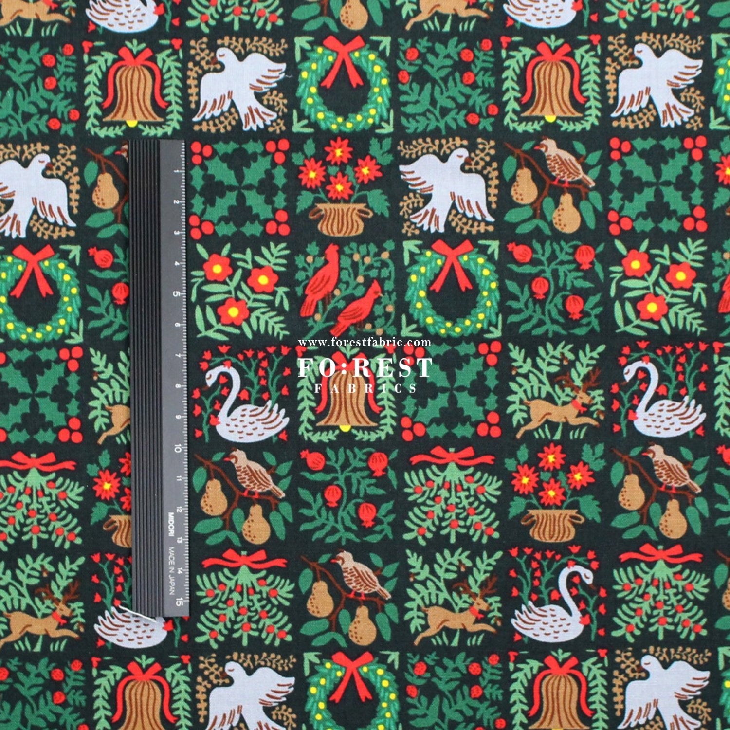 cotton - Holiday Tapestry Green Small fabric - FO:REST Fabric 布恩堂Liberty fabrictana lawnjapanese fabricykk zipper