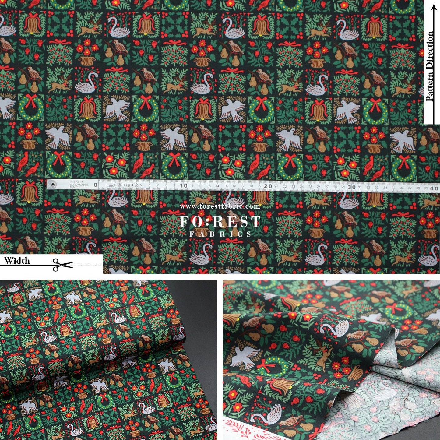 cotton - Holiday Tapestry Green Small fabric - FO:REST Fabric 布恩堂Liberty fabrictana lawnjapanese fabricykk zipper
