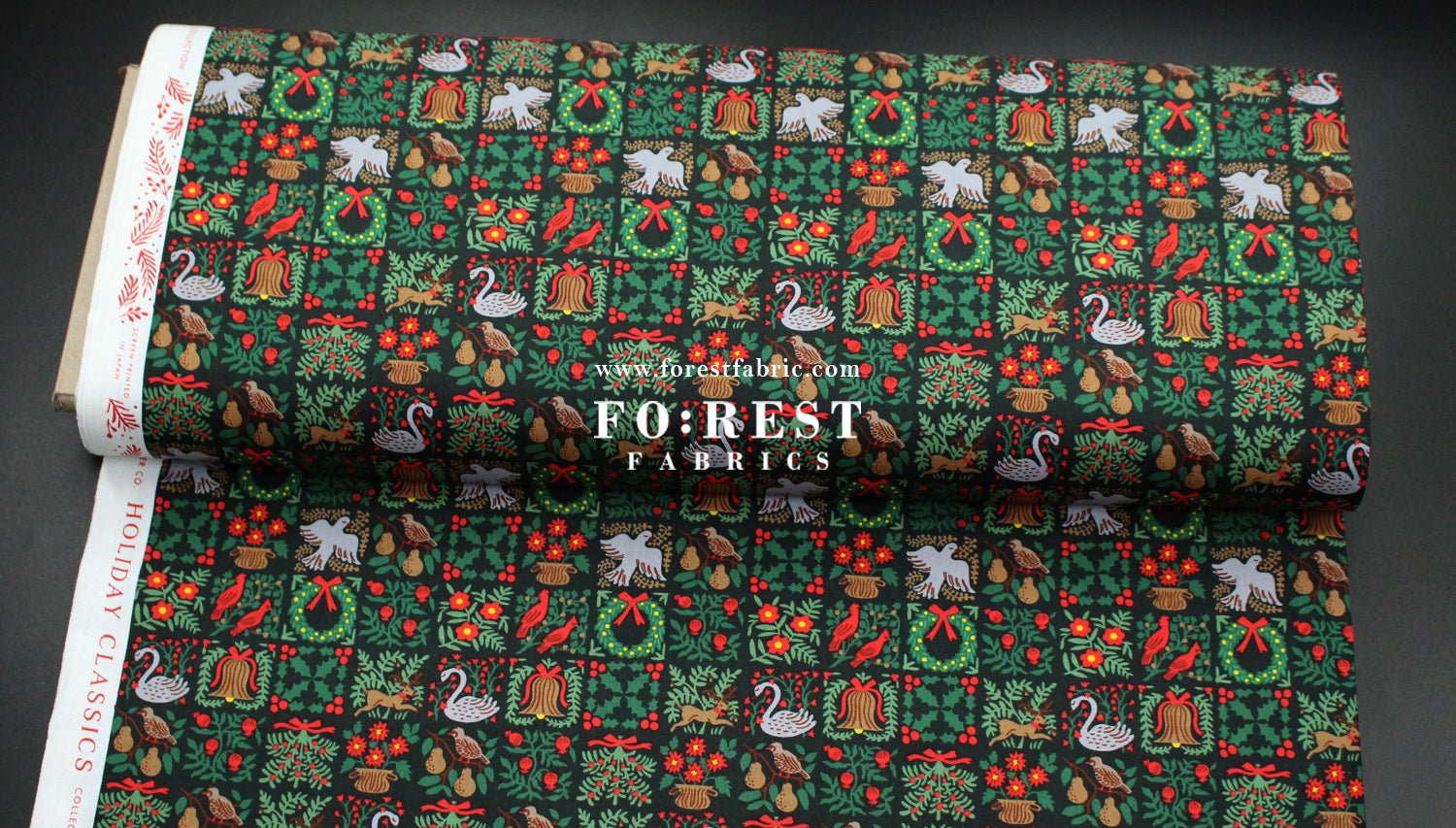 cotton - Holiday Tapestry Green Small fabric - FO:REST Fabric 布恩堂Liberty fabrictana lawnjapanese fabricykk zipper