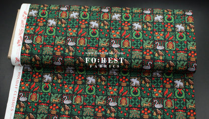 cotton - Holiday Tapestry Green Small fabric - FO:REST Fabric 布恩堂Liberty fabrictana lawnjapanese fabricykk zipper