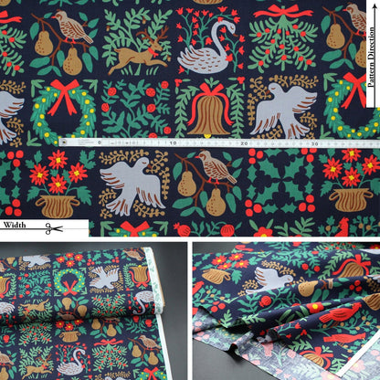 cotton - Holiday Tapestry Navy Large fabric - FO:REST Fabric 布恩堂Liberty fabrictana lawnjapanese fabricykk zipper
