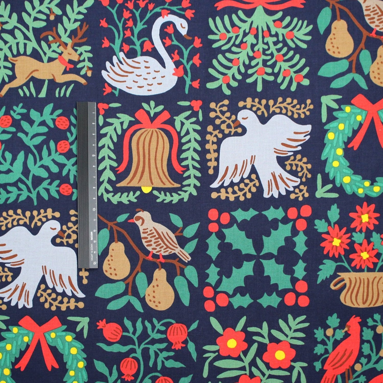 cotton - Holiday Tapestry Navy Large fabric - FO:REST Fabric 布恩堂Liberty fabrictana lawnjapanese fabricykk zipper