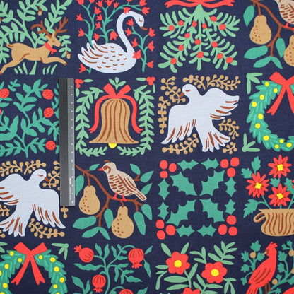 cotton - Holiday Tapestry Navy Large fabric - FO:REST Fabric 布恩堂Liberty fabrictana lawnjapanese fabricykk zipper