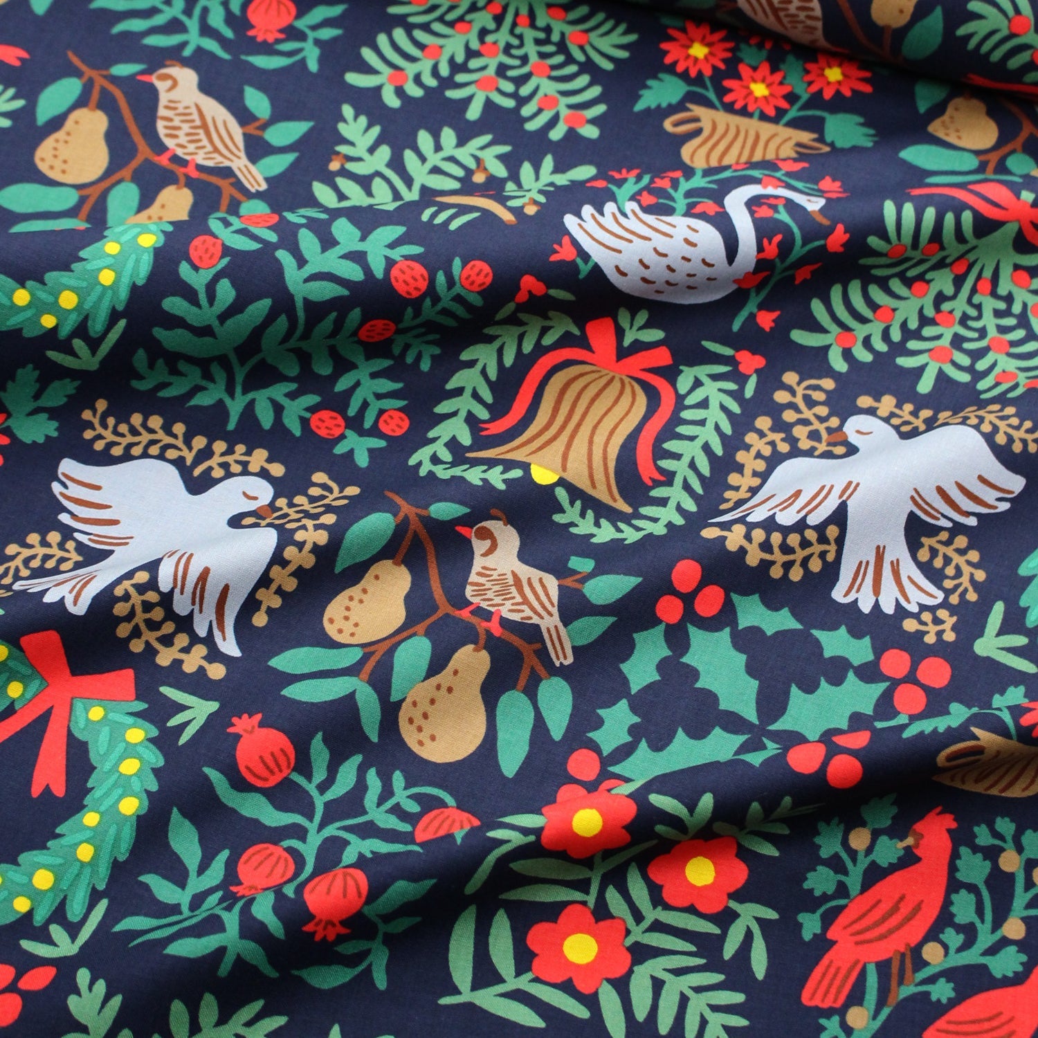 cotton - Holiday Tapestry Navy Large fabric - FO:REST Fabric 布恩堂Liberty fabrictana lawnjapanese fabricykk zipper