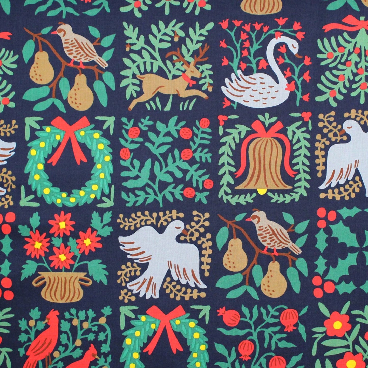 cotton - Holiday Tapestry Navy Large fabric - FO:REST Fabric 布恩堂Liberty fabrictana lawnjapanese fabricykk zipper
