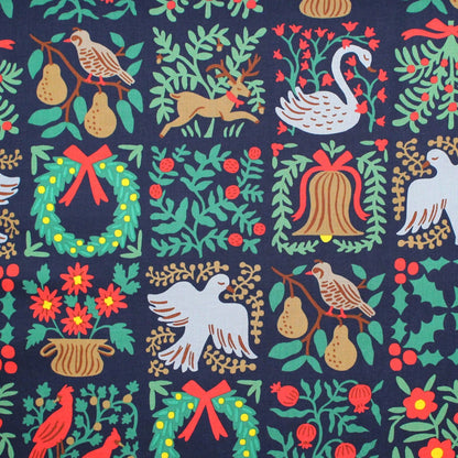 cotton - Holiday Tapestry Navy Large fabric - FO:REST Fabric 布恩堂Liberty fabrictana lawnjapanese fabricykk zipper