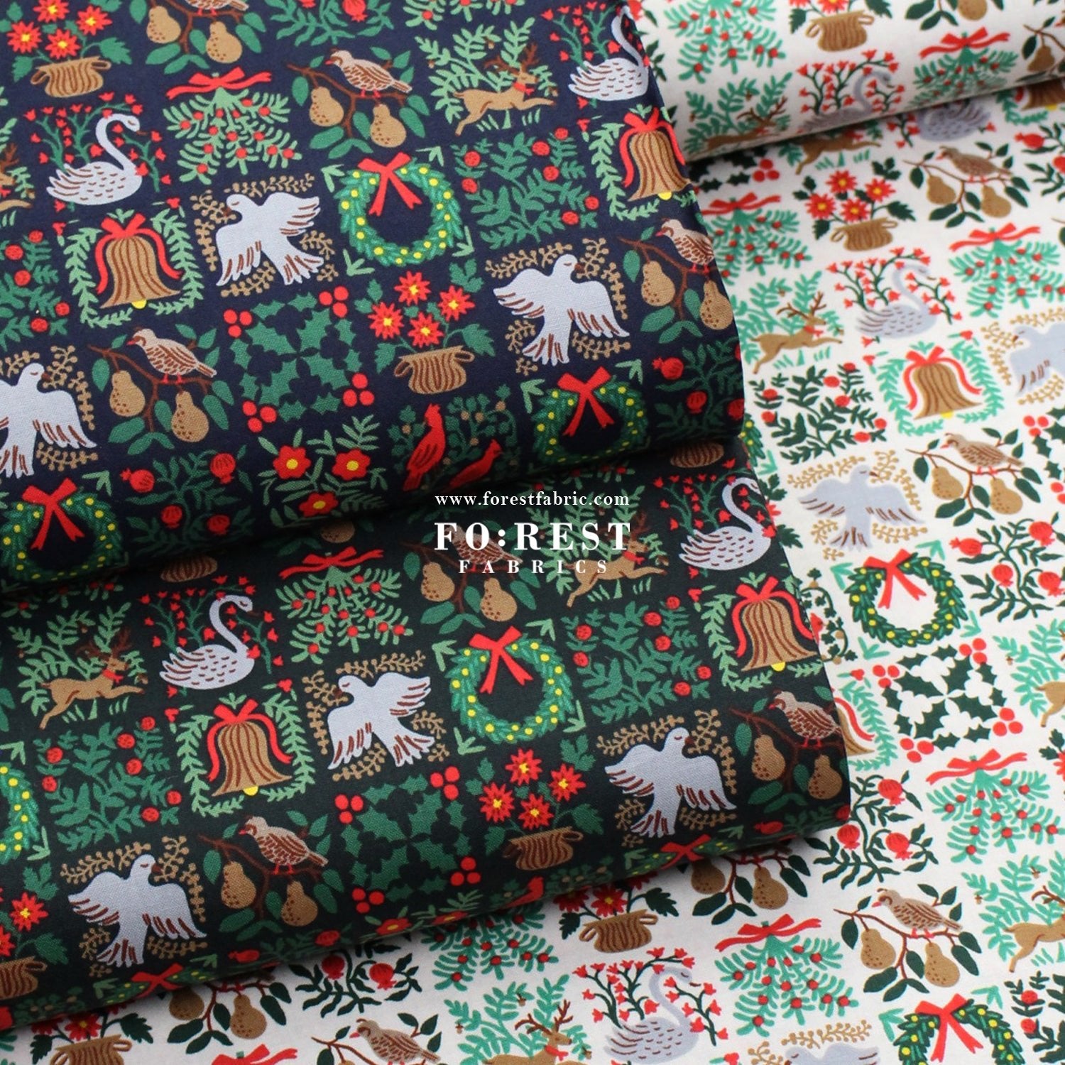 cotton - Holiday Tapestry Navy Small fabric - FO:REST Fabric 布恩堂Liberty fabrictana lawnjapanese fabricykk zipper