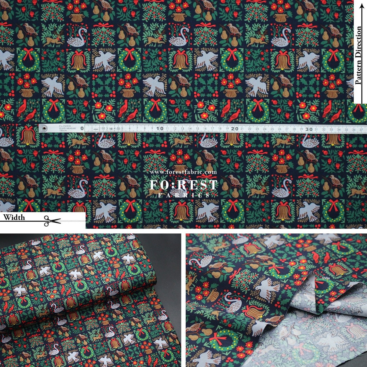 cotton - Holiday Tapestry Navy Small fabric - FO:REST Fabric 布恩堂Liberty fabrictana lawnjapanese fabricykk zipper