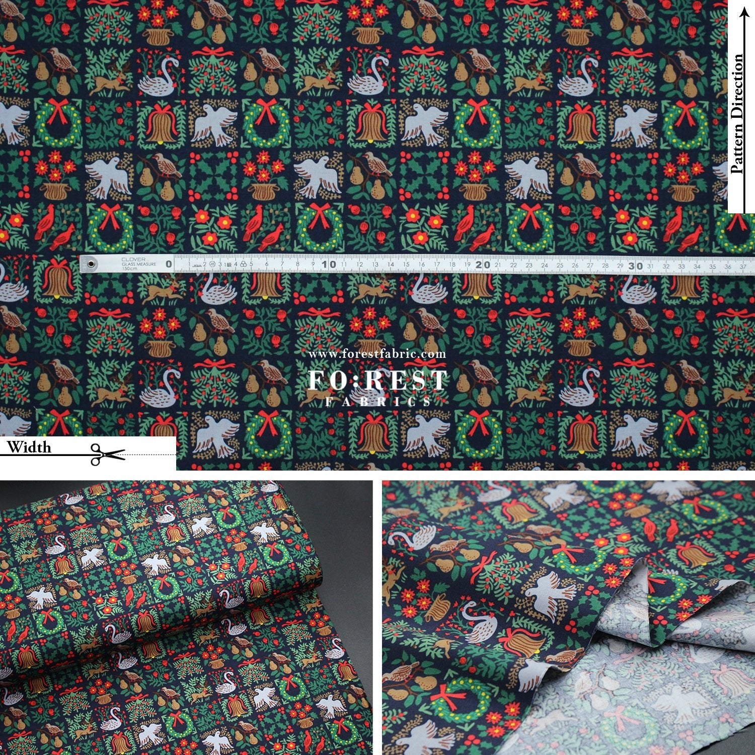 cotton - Holiday Tapestry Navy Small fabric - FO:REST Fabric 布恩堂Liberty fabrictana lawnjapanese fabricykk zipper