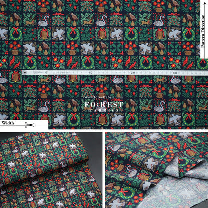 cotton - Holiday Tapestry Navy Small fabric - FO:REST Fabric 布恩堂Liberty fabrictana lawnjapanese fabricykk zipper