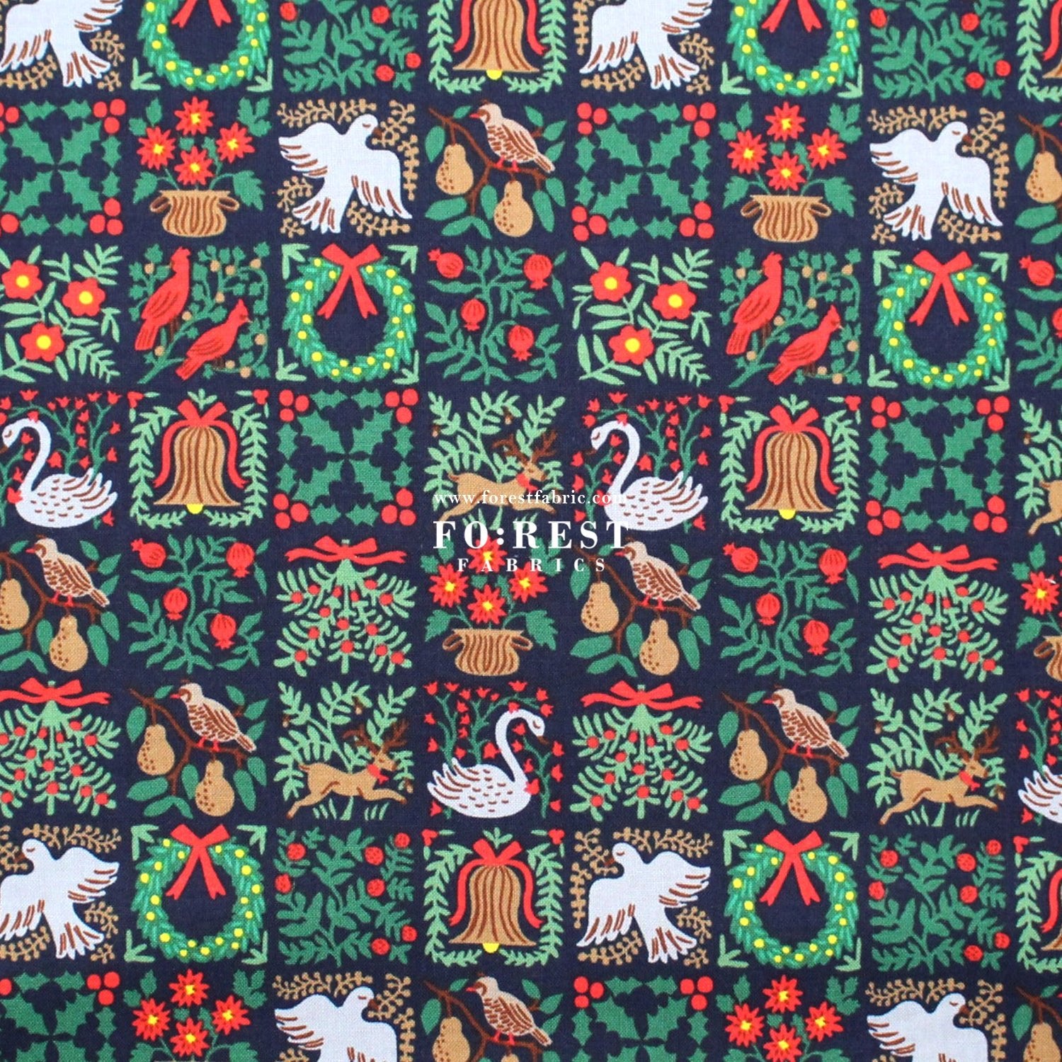 cotton - Holiday Tapestry Navy Small fabric - FO:REST Fabric 布恩堂Liberty fabrictana lawnjapanese fabricykk zipper