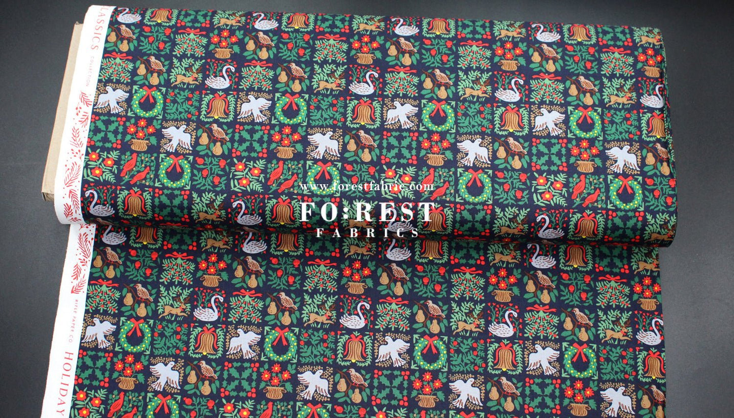 cotton - Holiday Tapestry Navy Small fabric - FO:REST Fabric 布恩堂Liberty fabrictana lawnjapanese fabricykk zipper