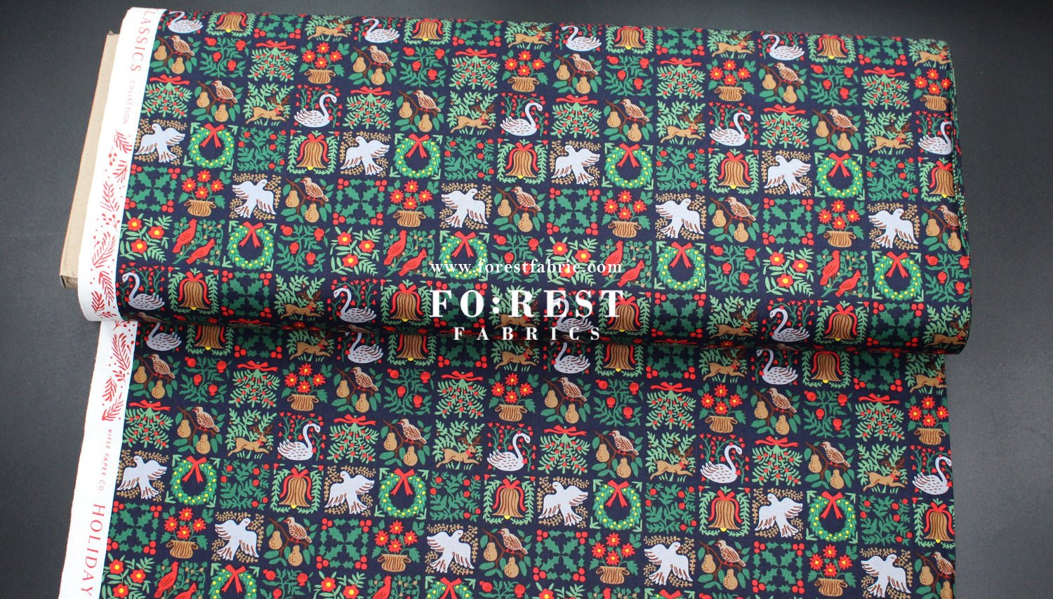 cotton - Holiday Tapestry Navy Small fabric - FO:REST Fabric 布恩堂Liberty fabrictana lawnjapanese fabricykk zipper