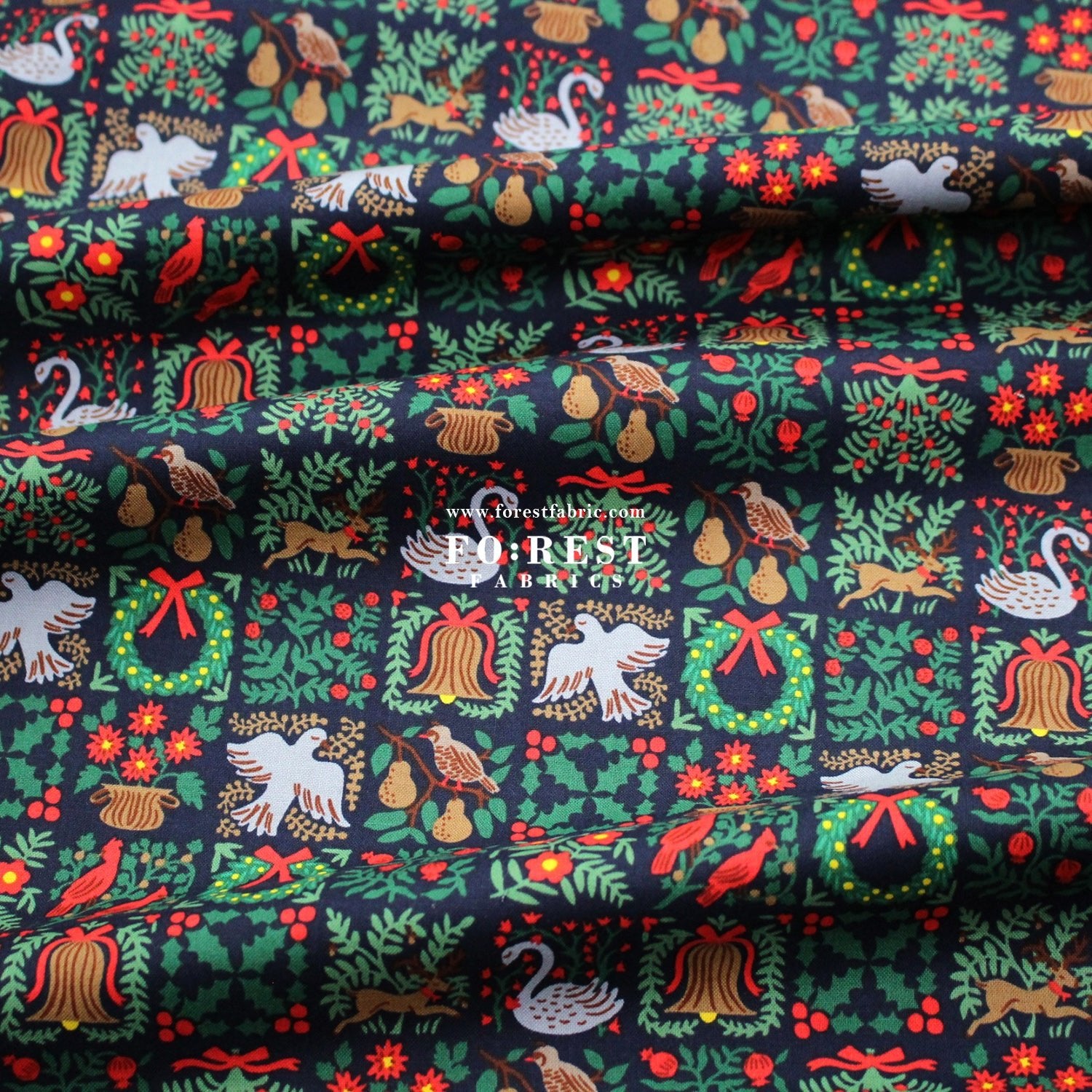 cotton - Holiday Tapestry Navy Small fabric - FO:REST Fabric 布恩堂Liberty fabrictana lawnjapanese fabricykk zipper