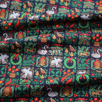 cotton - Holiday Tapestry Navy Small fabric - FO:REST Fabric 布恩堂Liberty fabrictana lawnjapanese fabricykk zipper