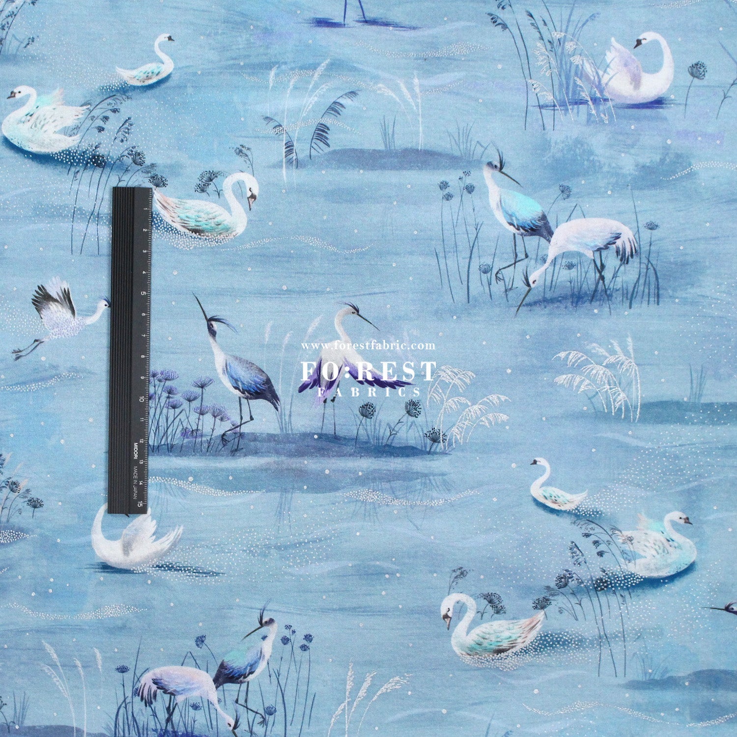 cotton - Ice Lake Sky Metallic fabric - FO:REST Fabric 布恩堂Liberty fabrictana lawnjapanese fabricykk zipper